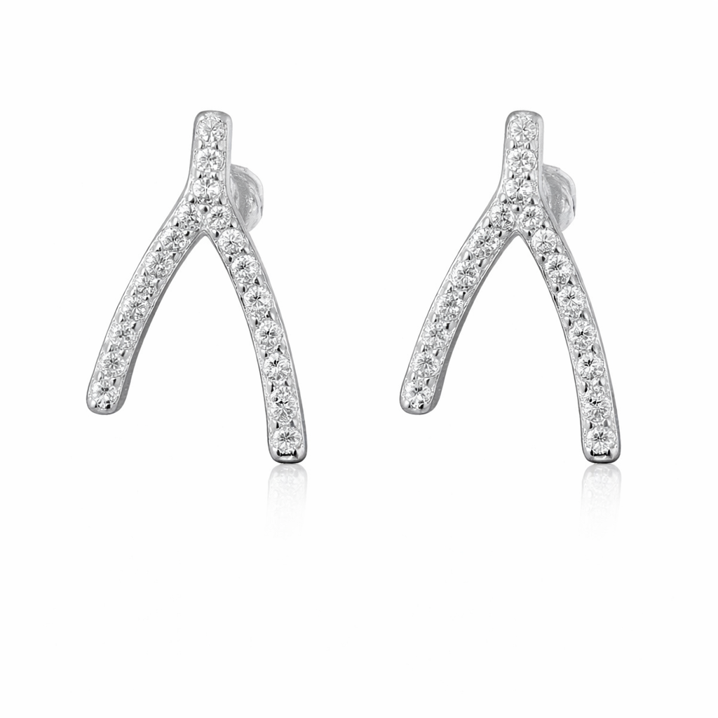 Sterling Silver Small Wish Bone Earrings