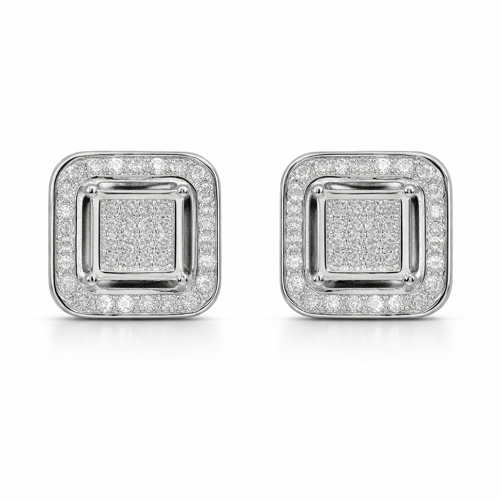 Sterling Silver Hip Hop Earrings