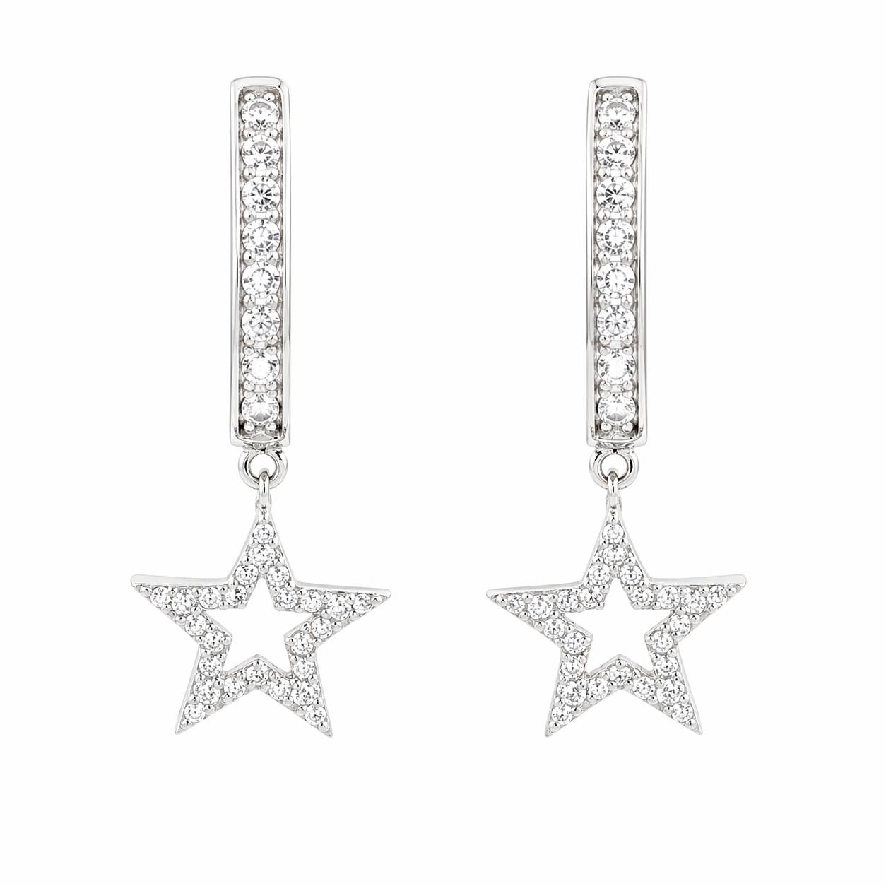Sterling Silver Dangle Star Earrings