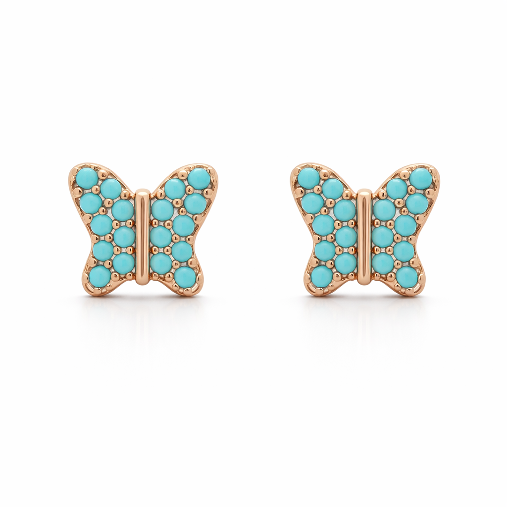Sterling Silver Blue Enamel Butterfly Studs