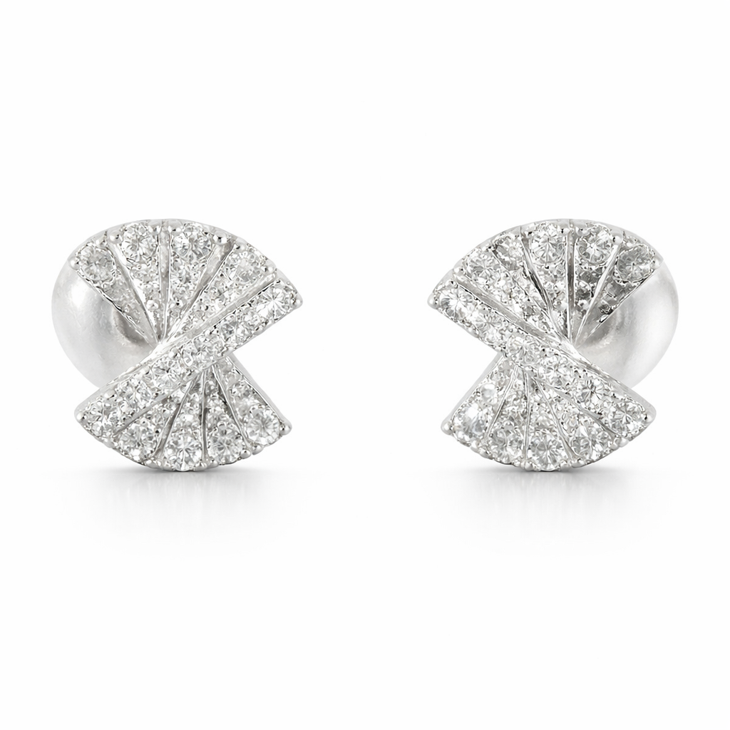 Sterling Silver Twist CZ Earrings