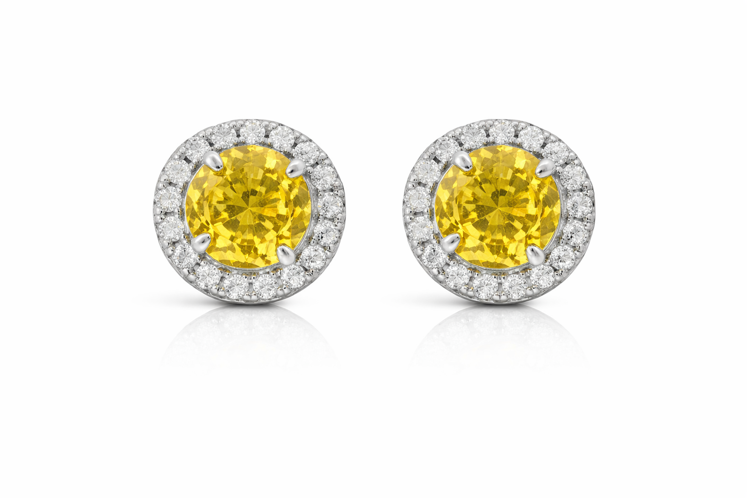 Sterling Silver Yellow Stone CZ Studs