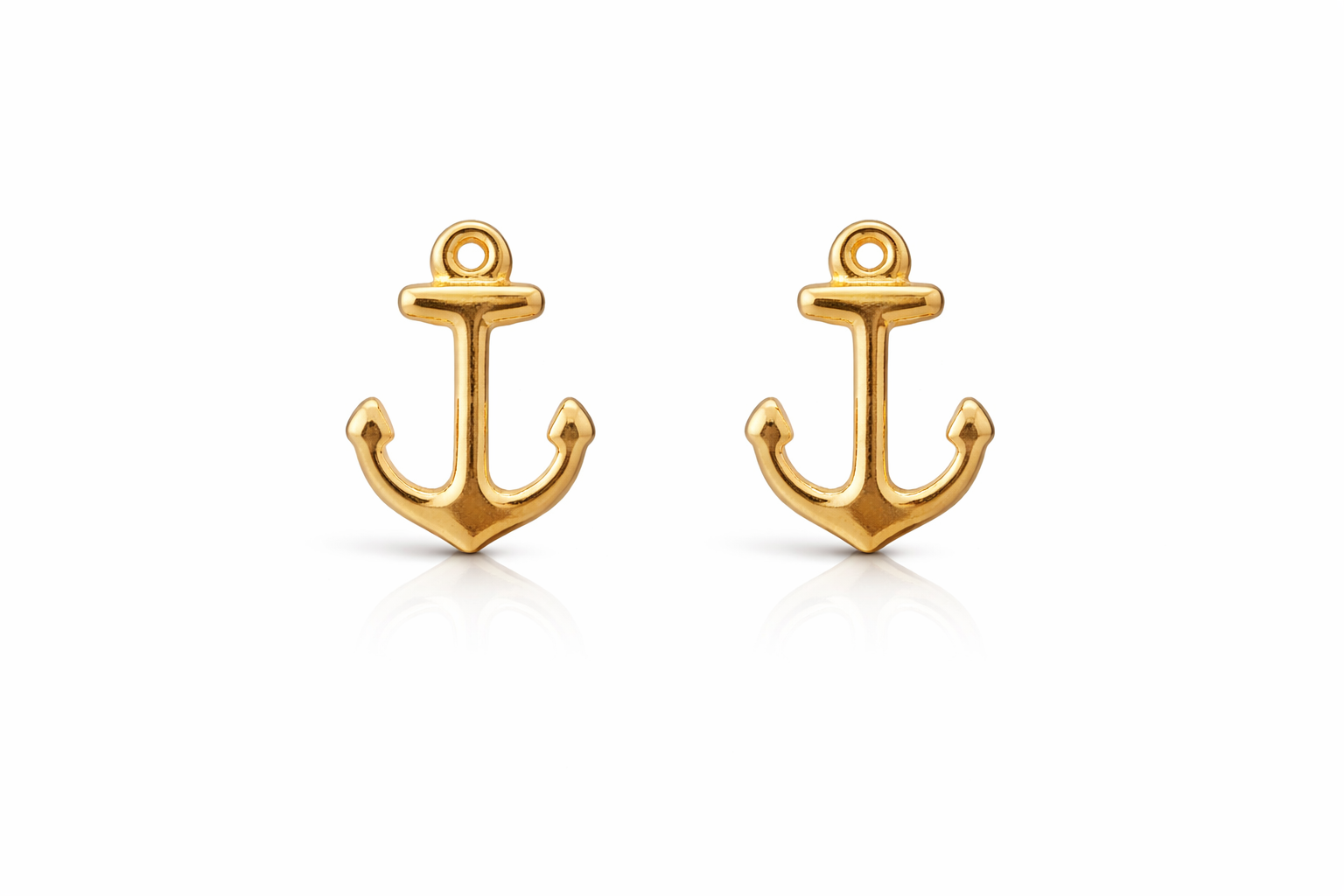 Sterling Silver Gold Plated Anchor Stud Earrings