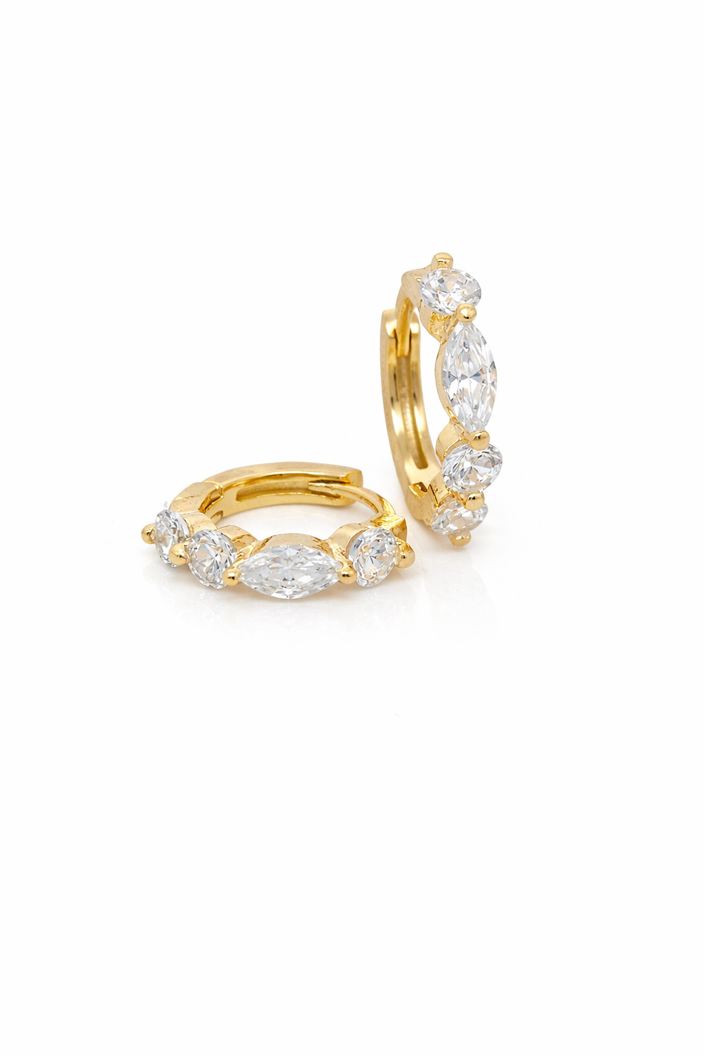 Sterling Silver Gold Plated Large CZ Huggies