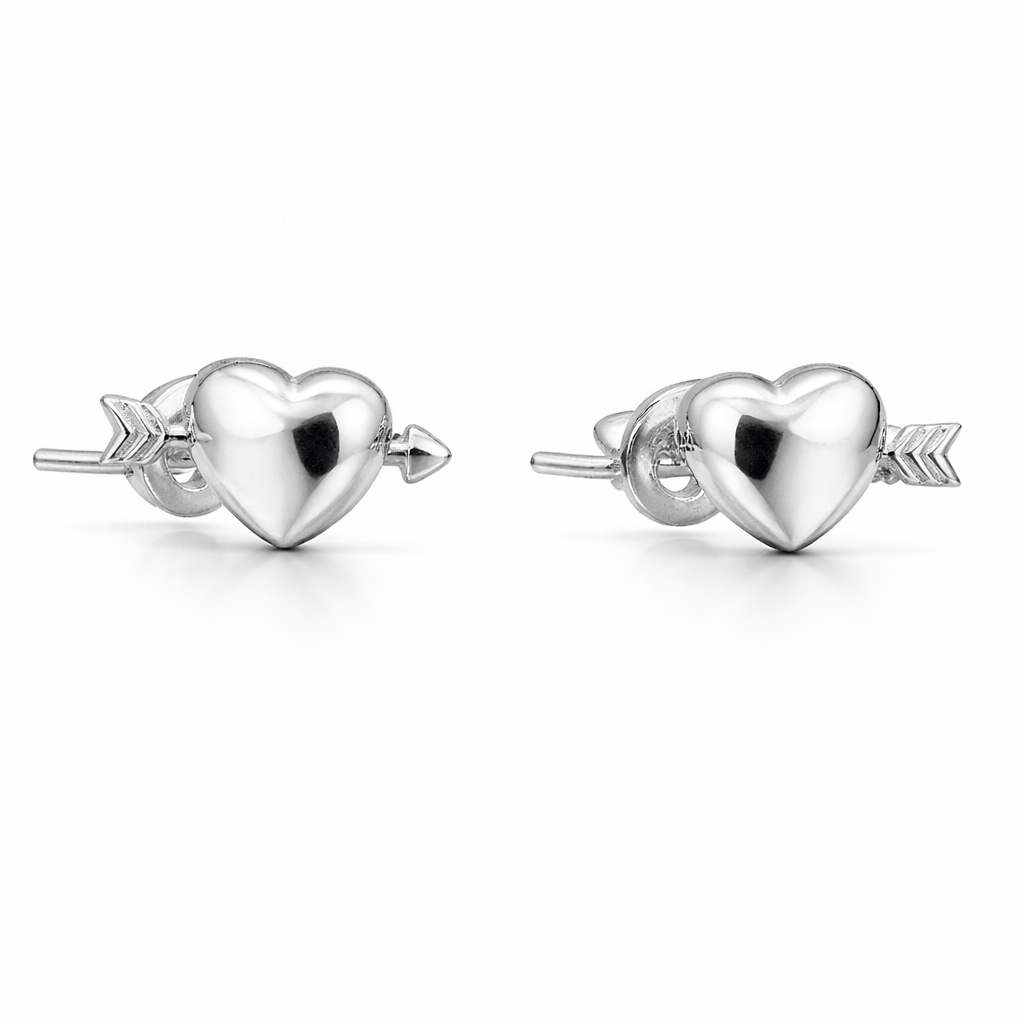 Sterling Silver Small Heart Arrow Studs