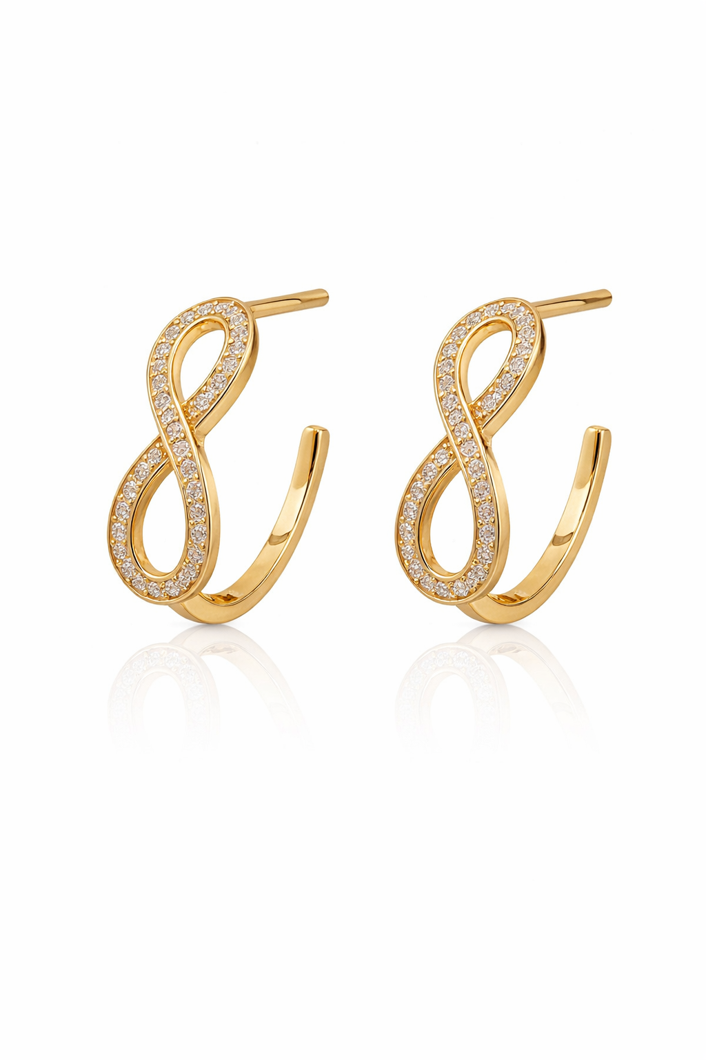 Sterling Silver Gold Plated CZ Infinity Hoop Earrings
