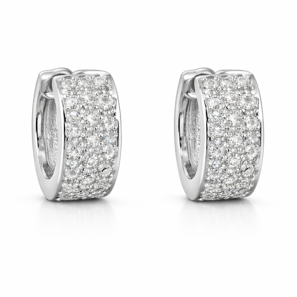 Sterling Silver CZ Thick Huggies