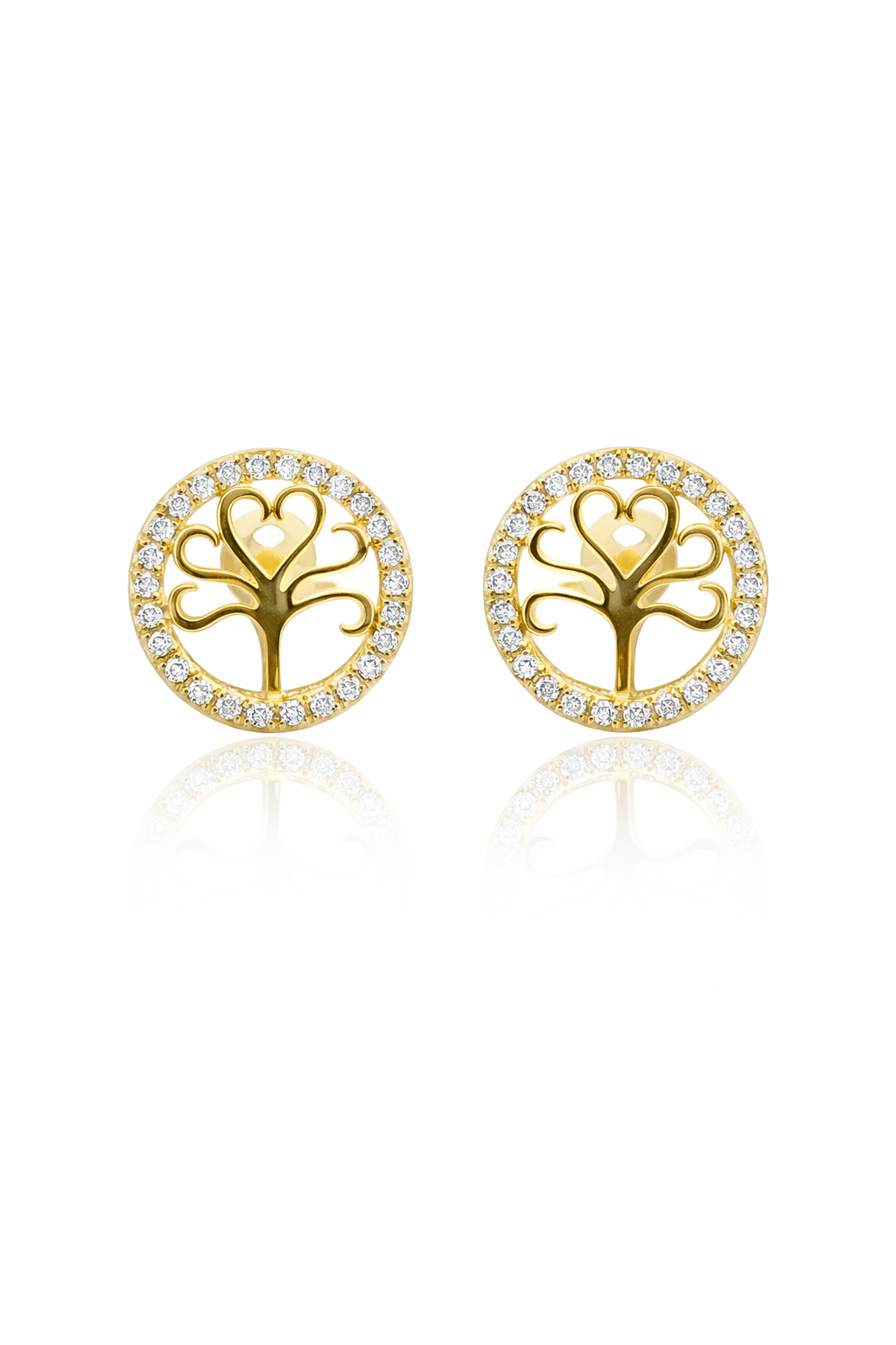 Sterling Silver Tree of Life Heart Branches Earrings
