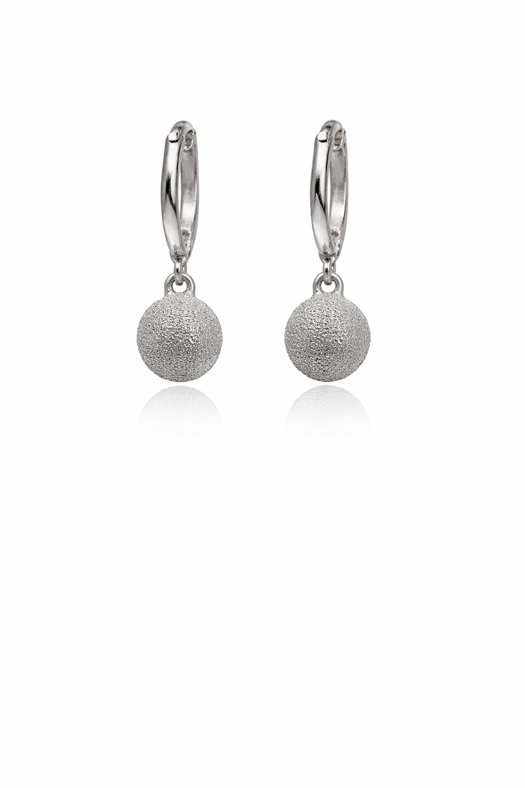 Sterling Silver Sparkling Ball Lever Back Earrings