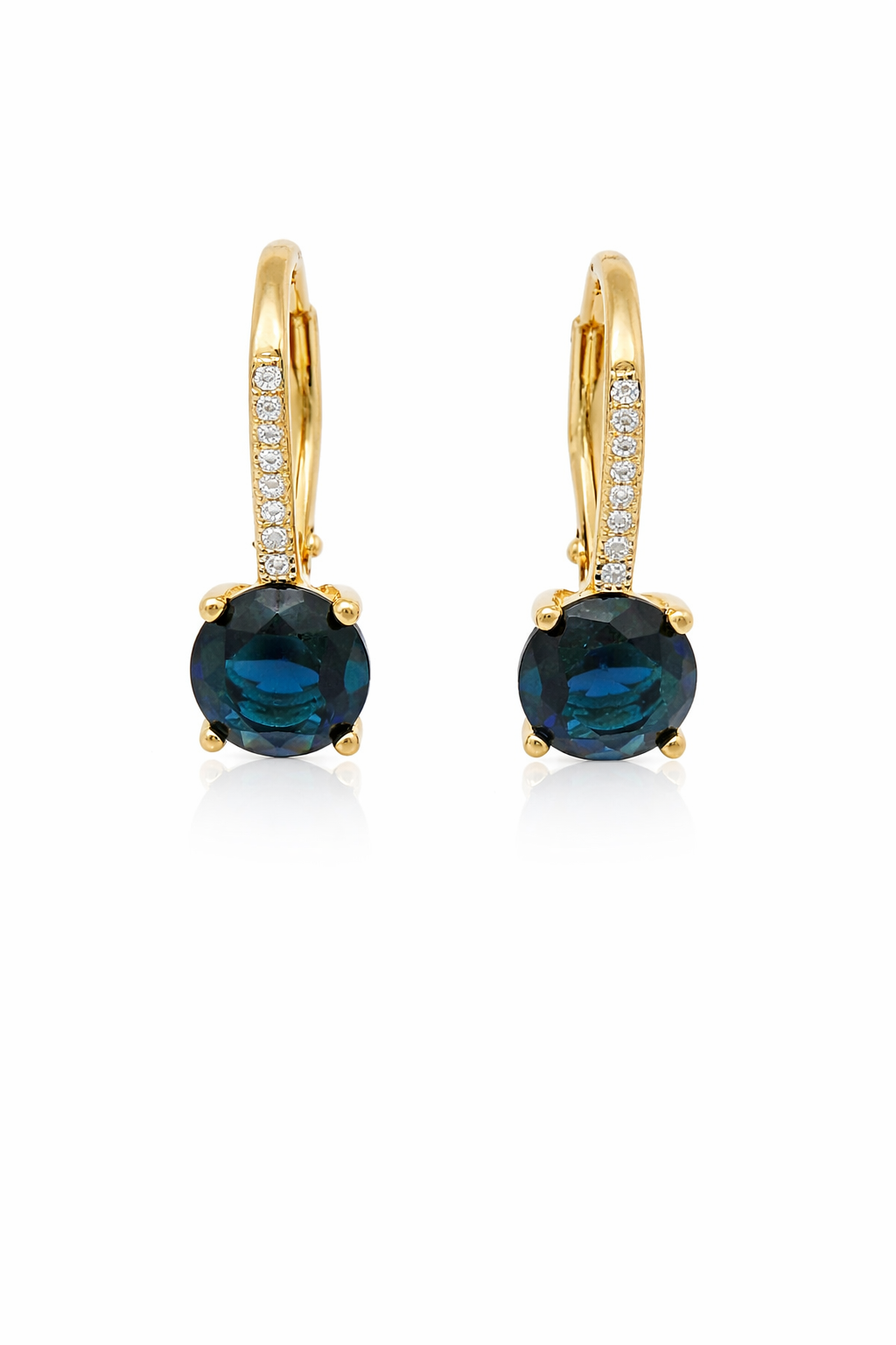 Sterling Silver Sapphire Lever Back Earrings