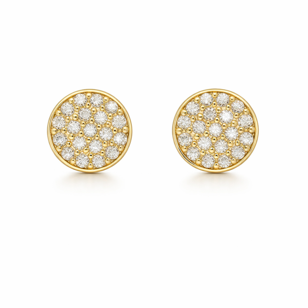 Sterling Silver Gold Plated Circle Lavender CZ Studs