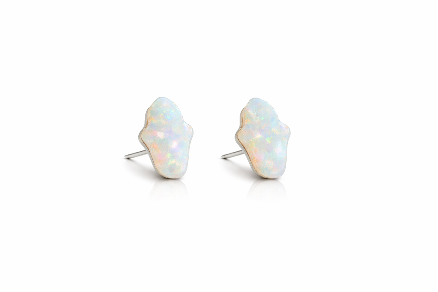 Sterling Silver White Opal Small Hamsa Hand Studs