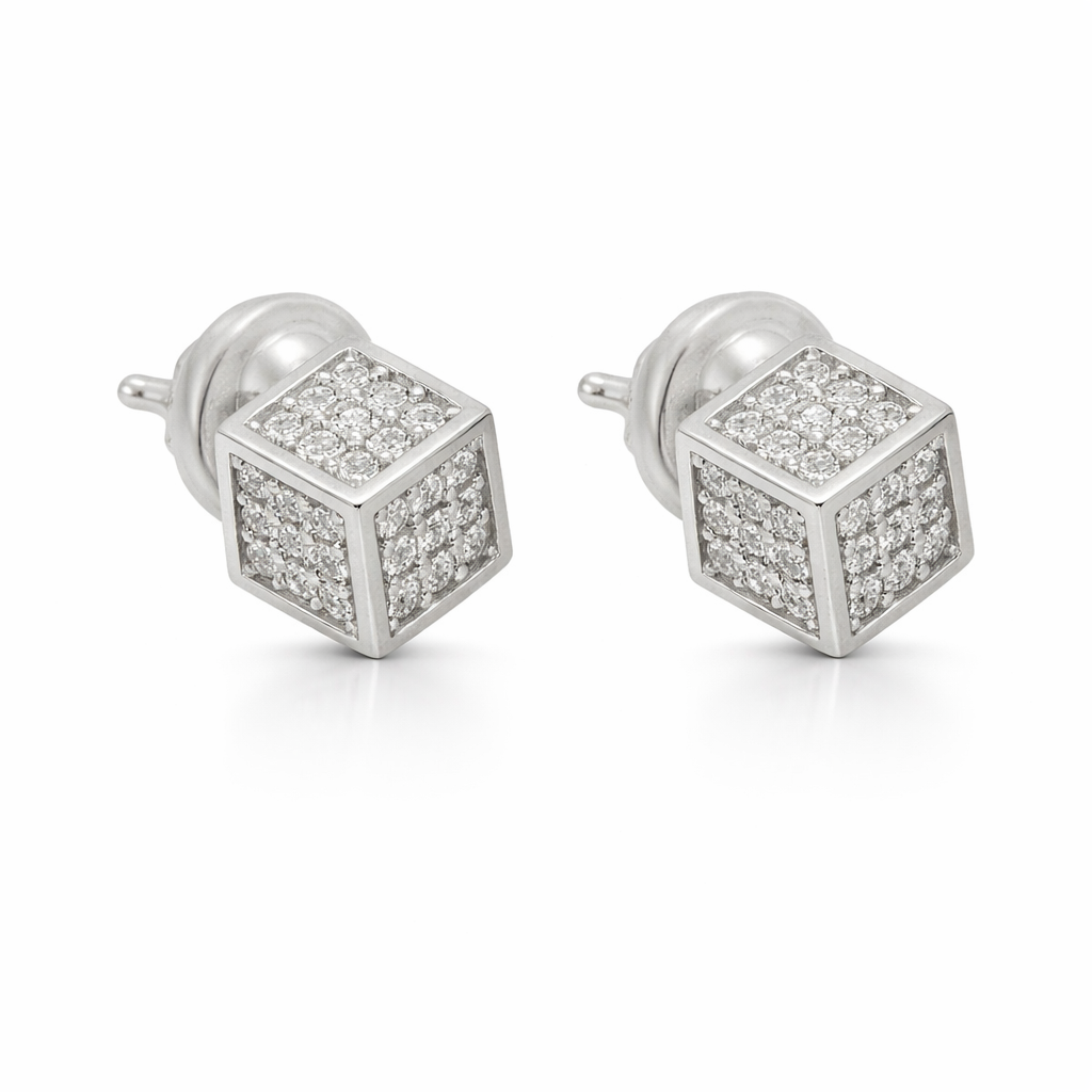 Sterling Silver CZ Cube Studs