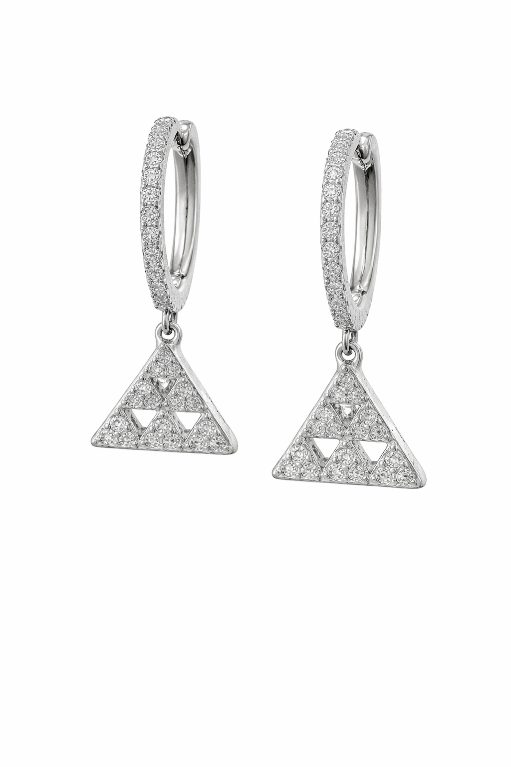 Sterling Silver Triangle Lever Back Earrings