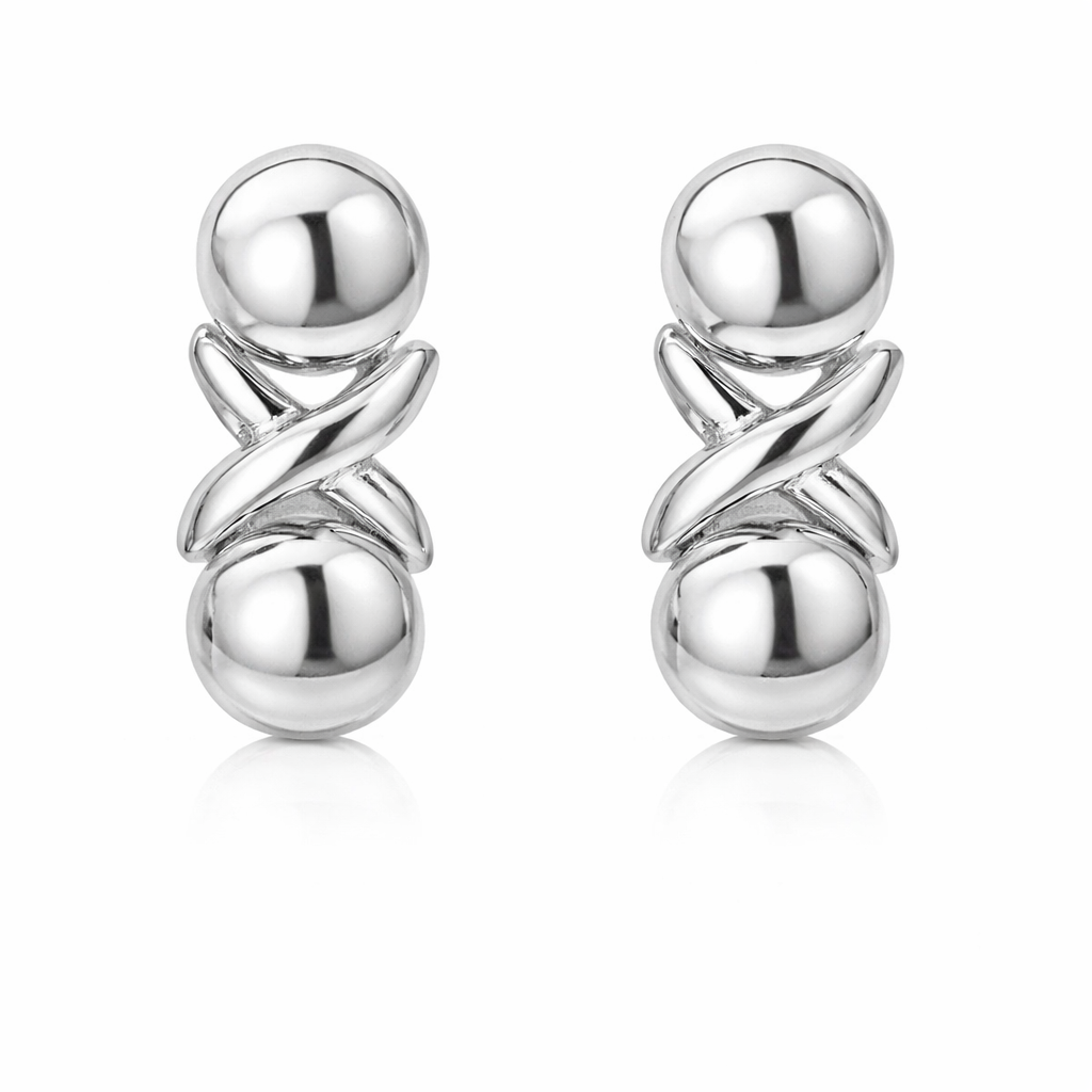 Sterling Silver Drop Down XOX Earrings