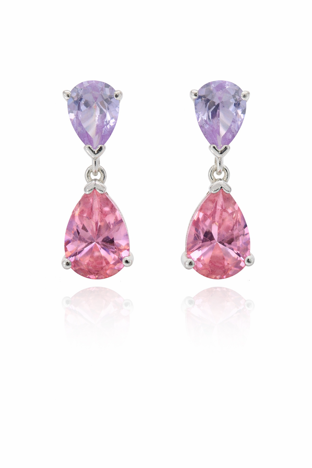 Sterling Silver Pink/ Purple Gemstone Earrings