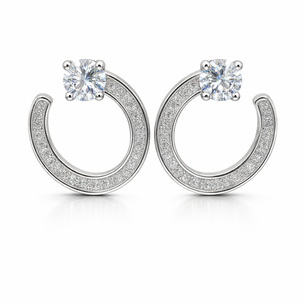 Sterling Silver Open Circle CZ Earrings