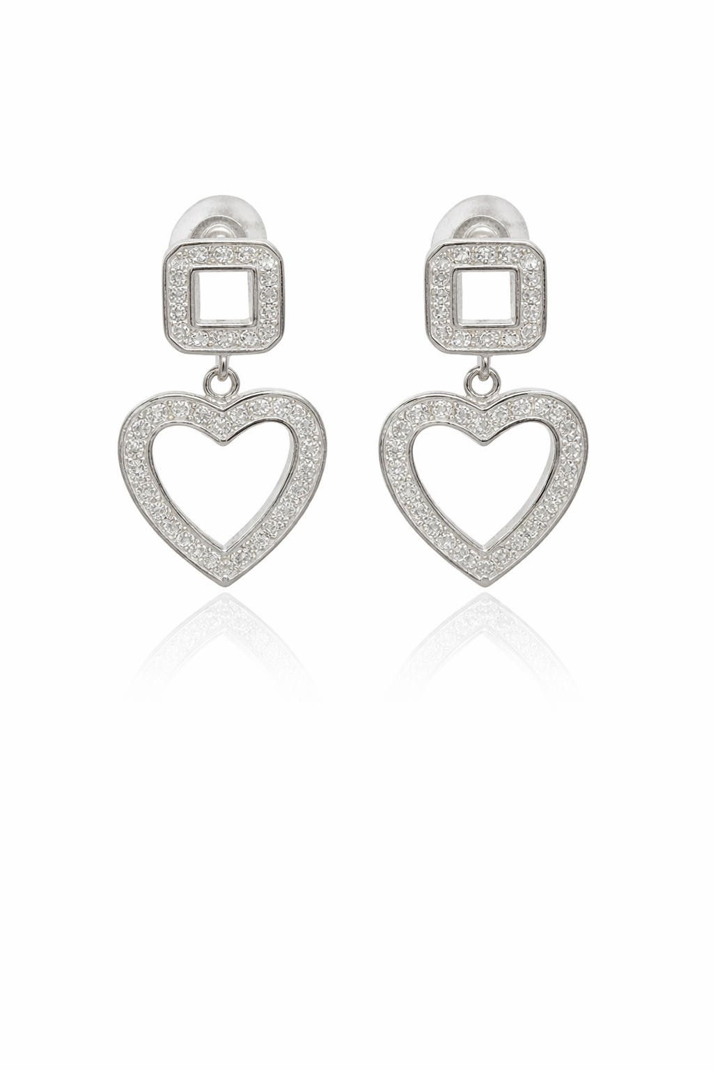 Sterling Silver Dangle Heart Earrings