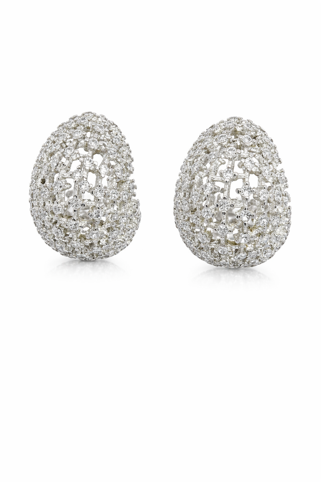 Sterling Silver 3D Half Sphere Earrings