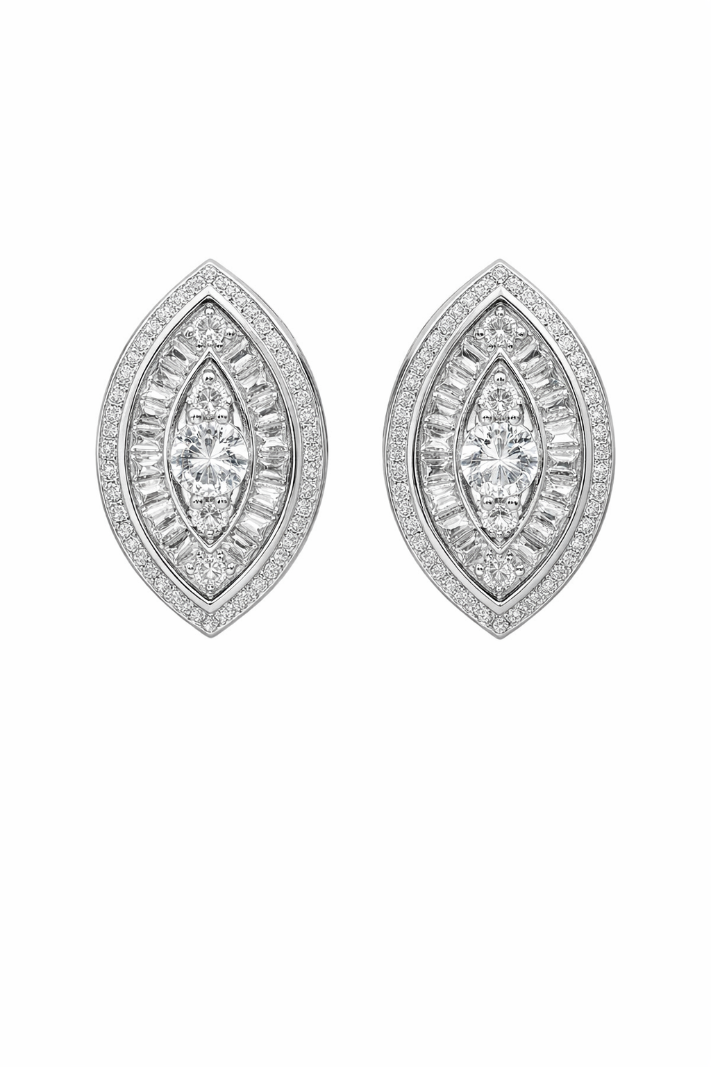 Sterling Silver Large Cluster CZ Evil Eye Earrings