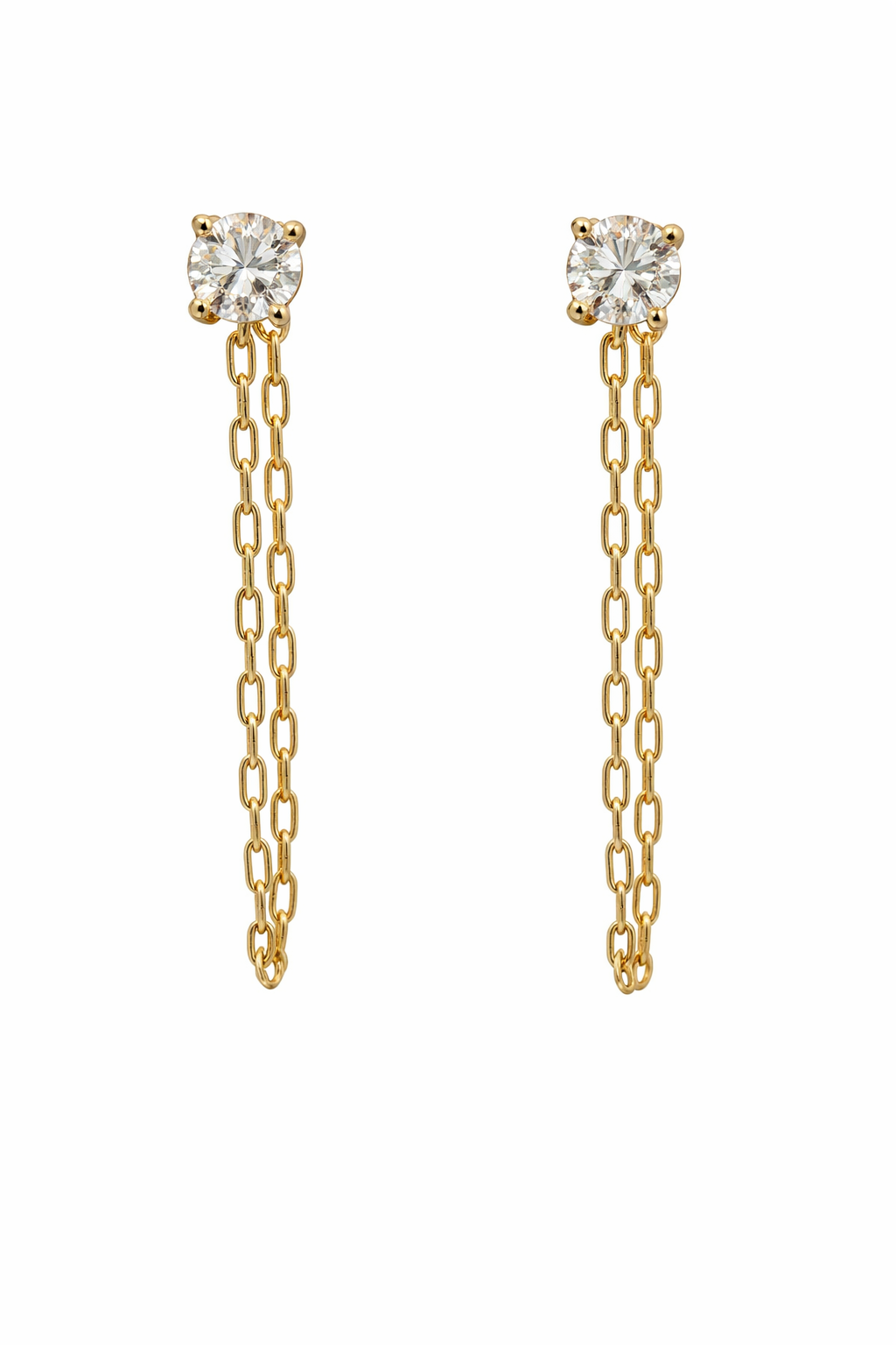 STERLING SILVER CZ FRONT TO BACK STUD EARRING