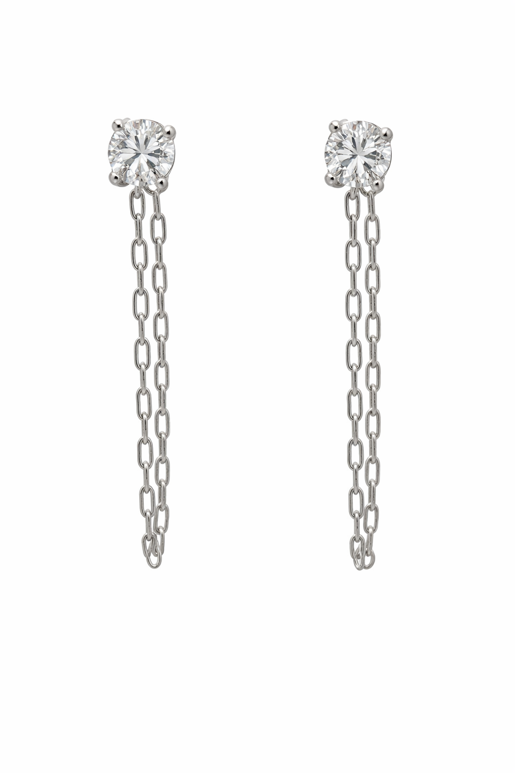 STERLING SILVER CZ FRONT TO BACK STUD EARRING