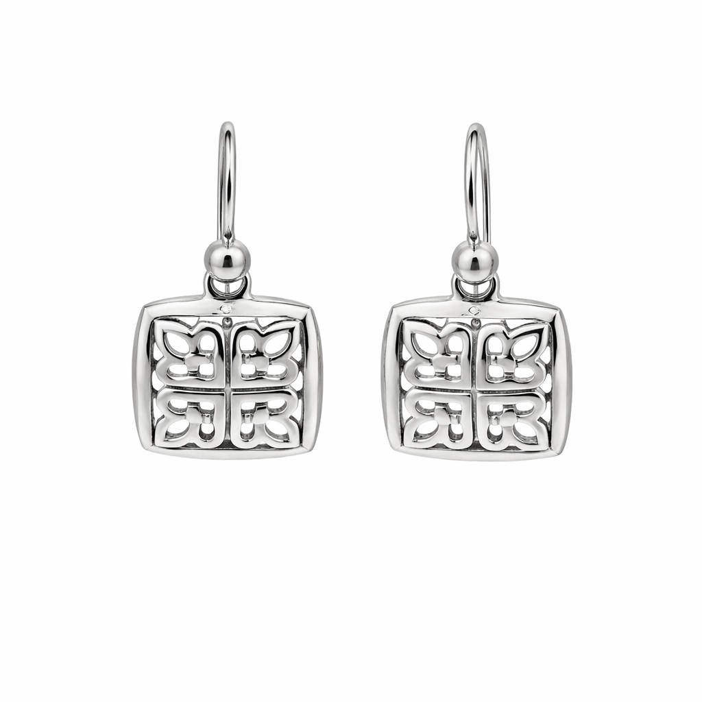 Sterling Silver Filigree Design Square Earrings