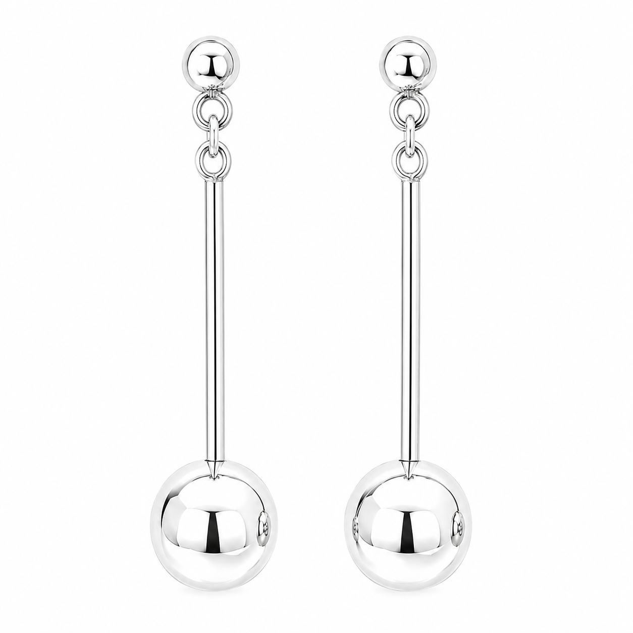 Sterling Silver Stud Earrings With 14MM Silver Balls