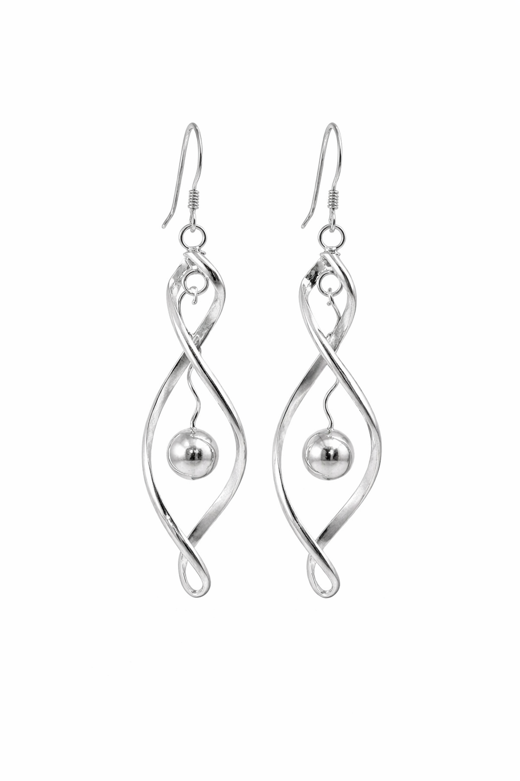 Sterling Silver Open Swirl Dangling Earrings