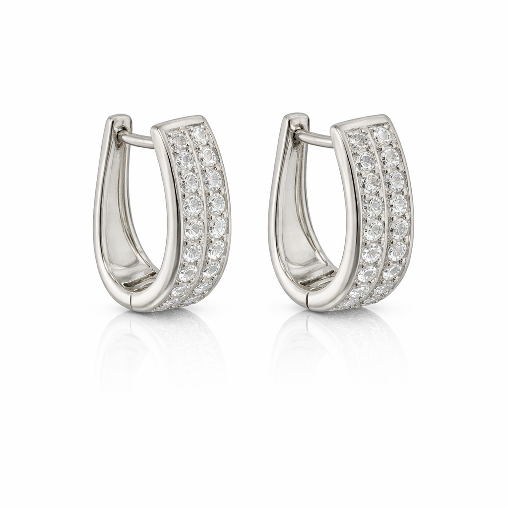Sterling Silver Micro Pave CZ Huggie Earrings