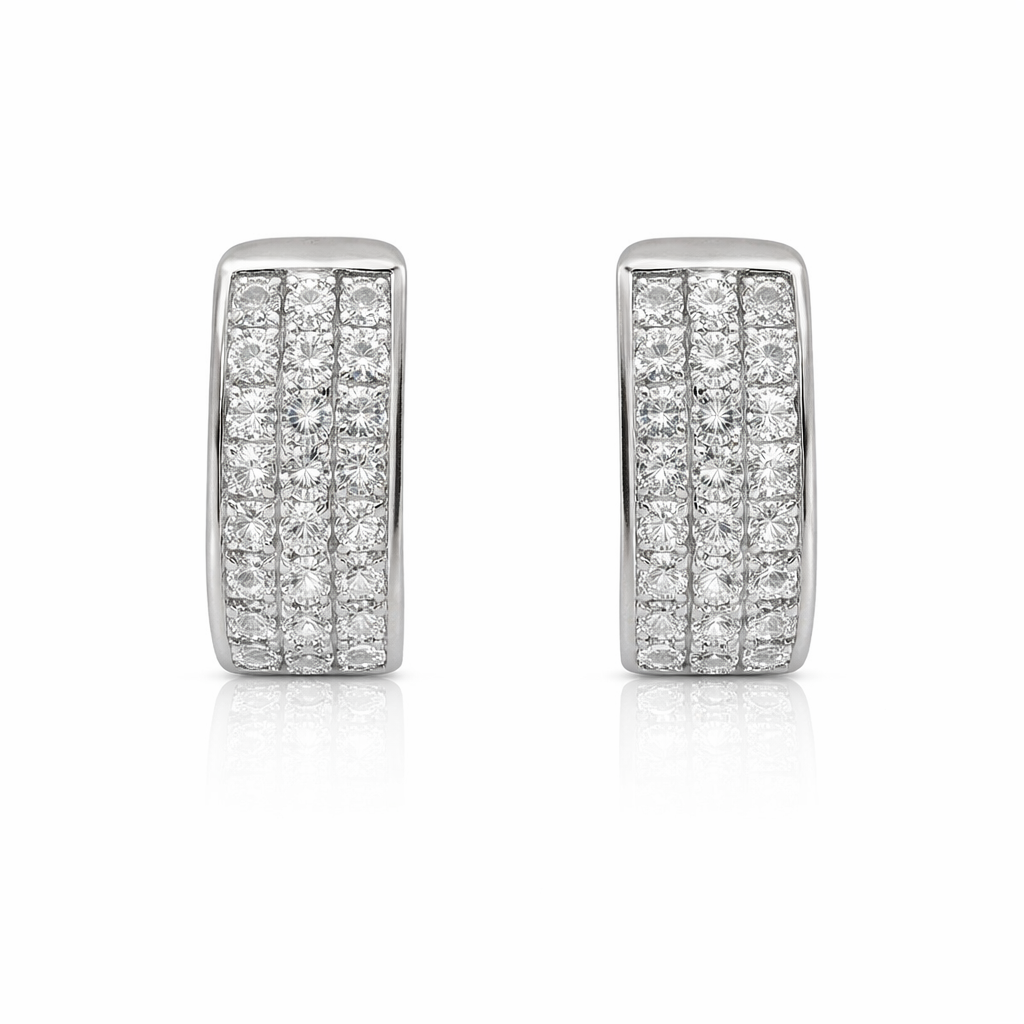 Sterling Silver Micro Pave CZ Huggie Earrings