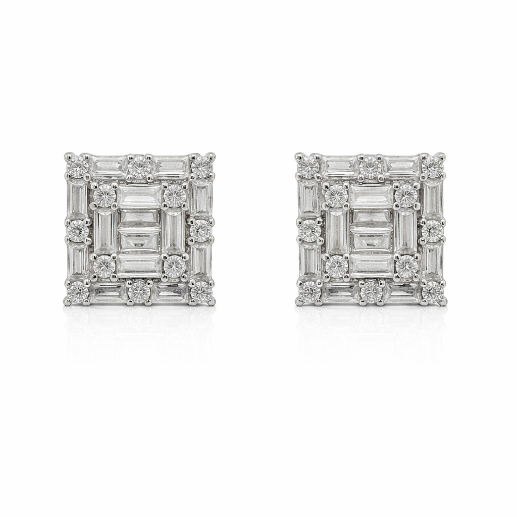 Sterling Silver Square CZ Studs
