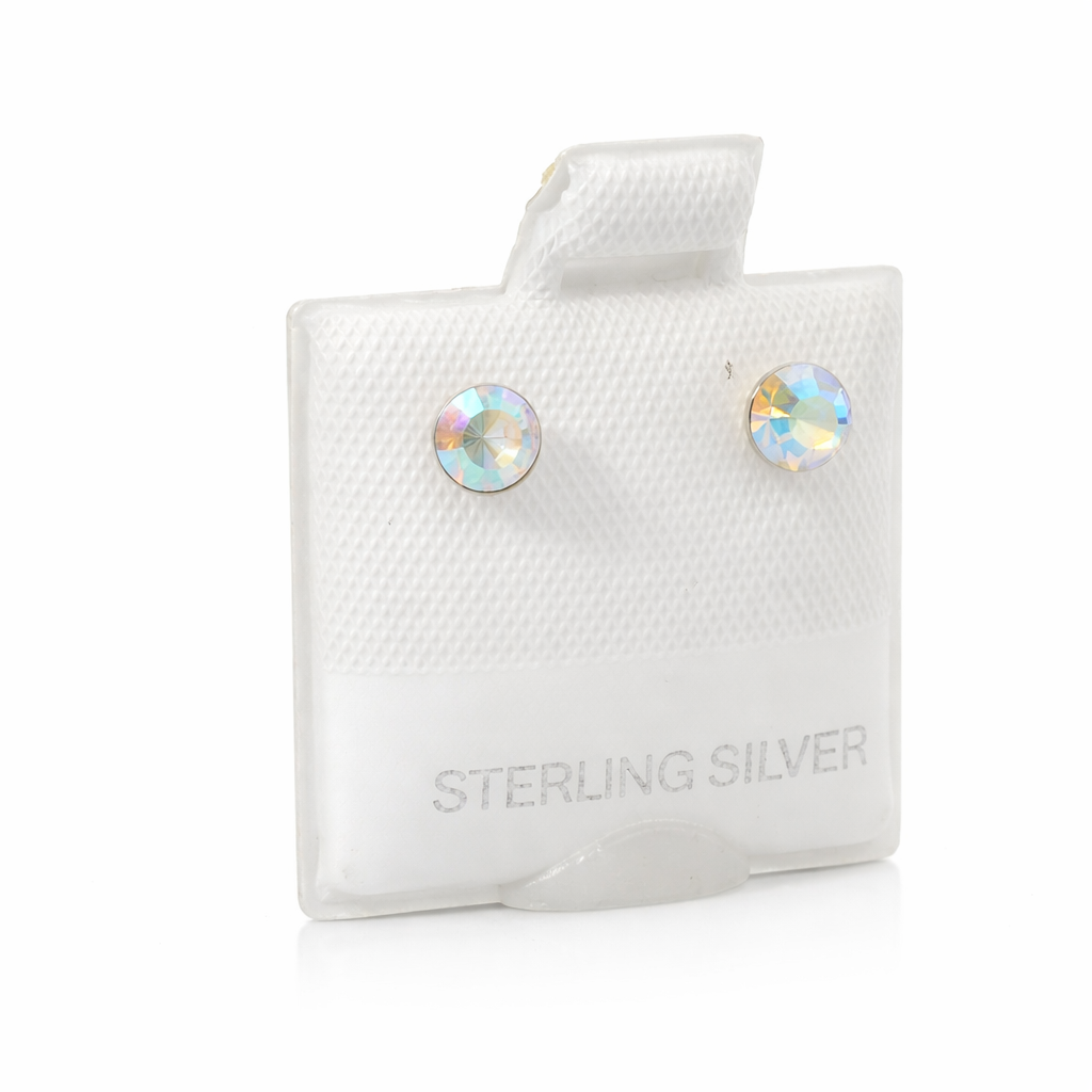 Sterling Silver Mystic Rainbow CZ Studs