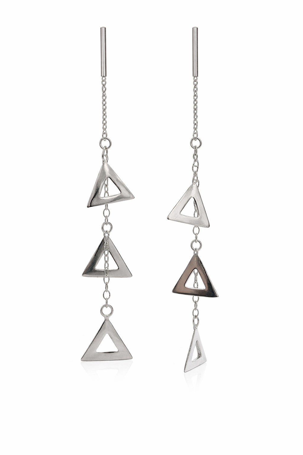 Sterling Silver 3 Triangle Dangling Fancy Earrings on Threader