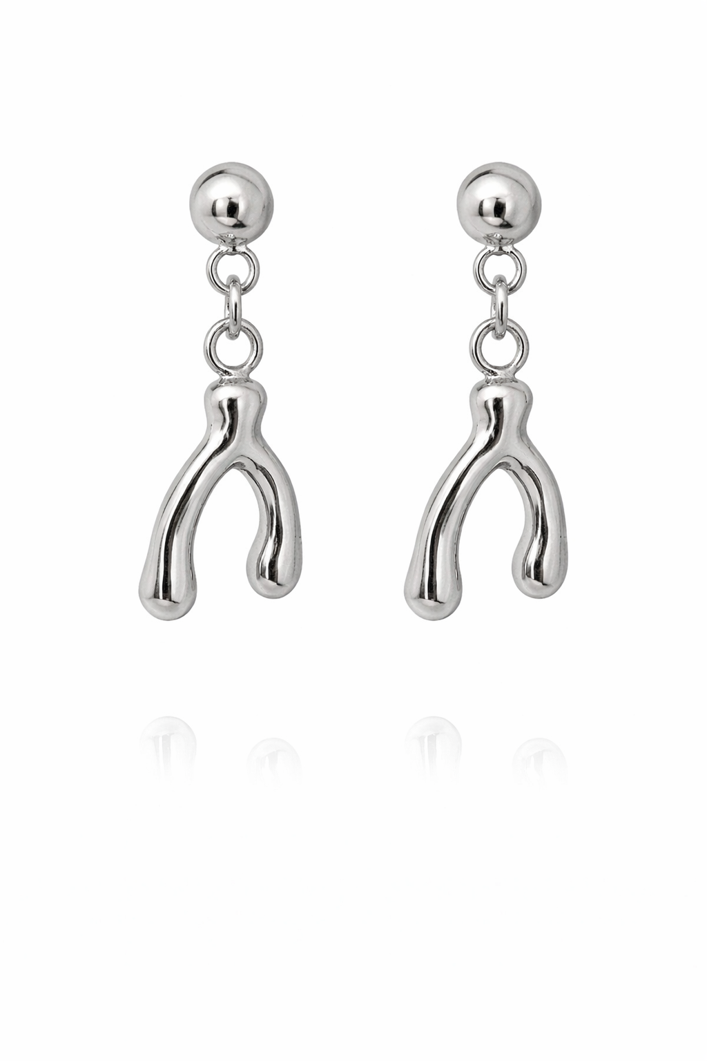 Sterling Silver Wishbone Dangling Earrings