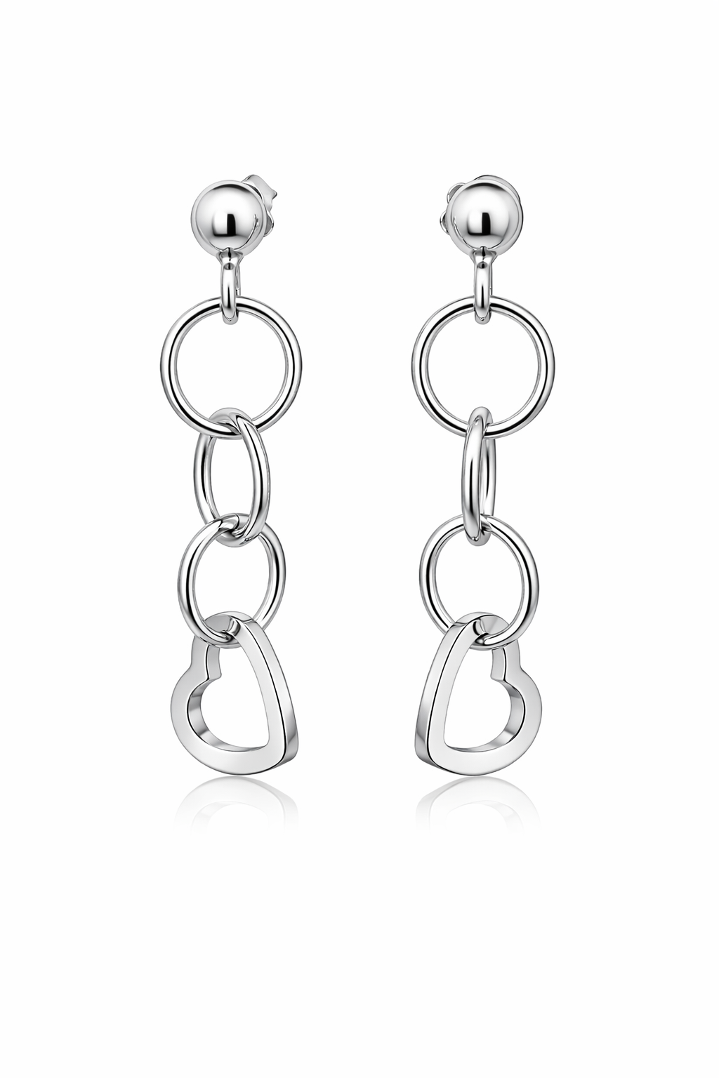 Sterling Silver Intertwined Circle & Heart Dangling Earrings
