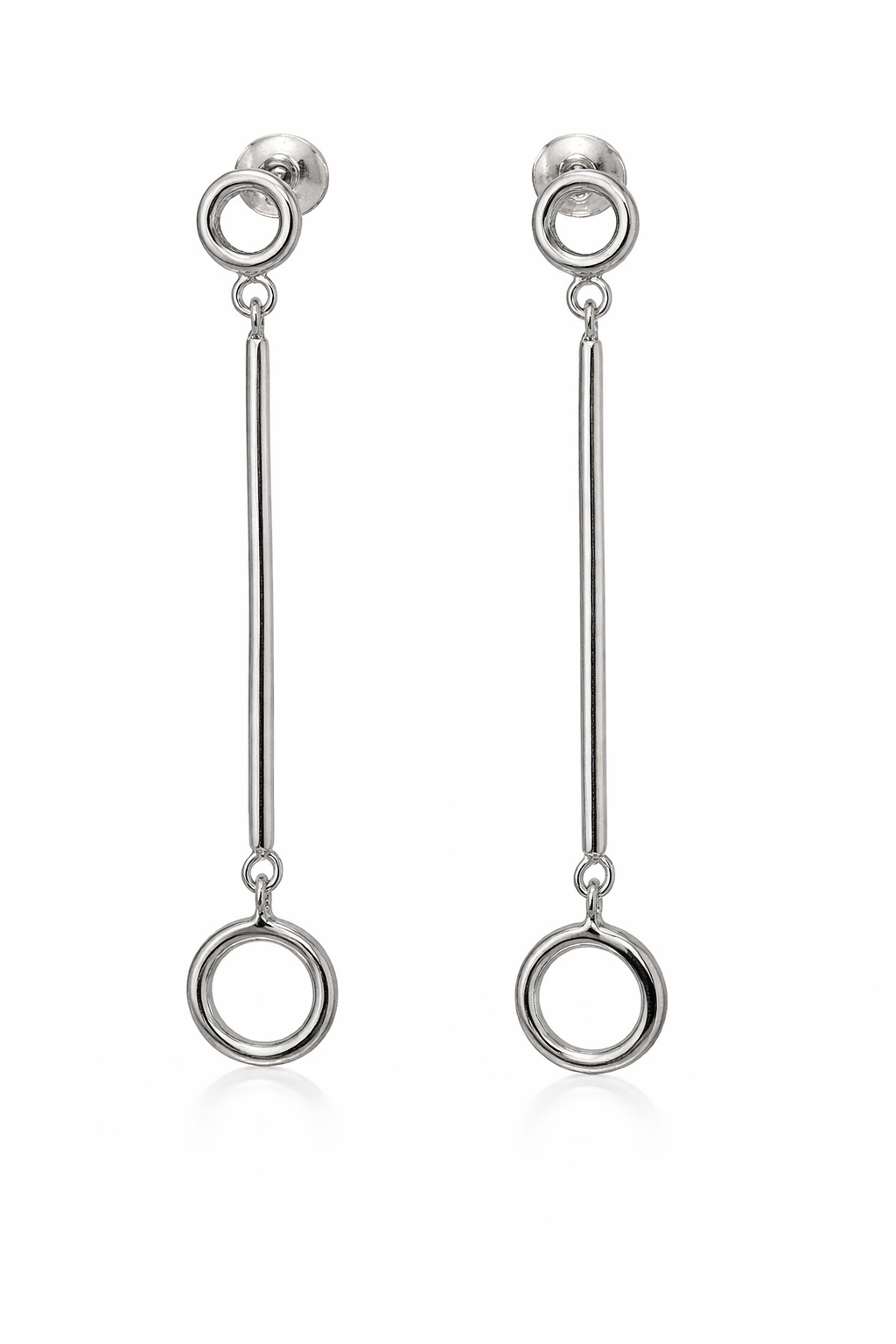 Sterling Silver Circle Dangling Earrings
