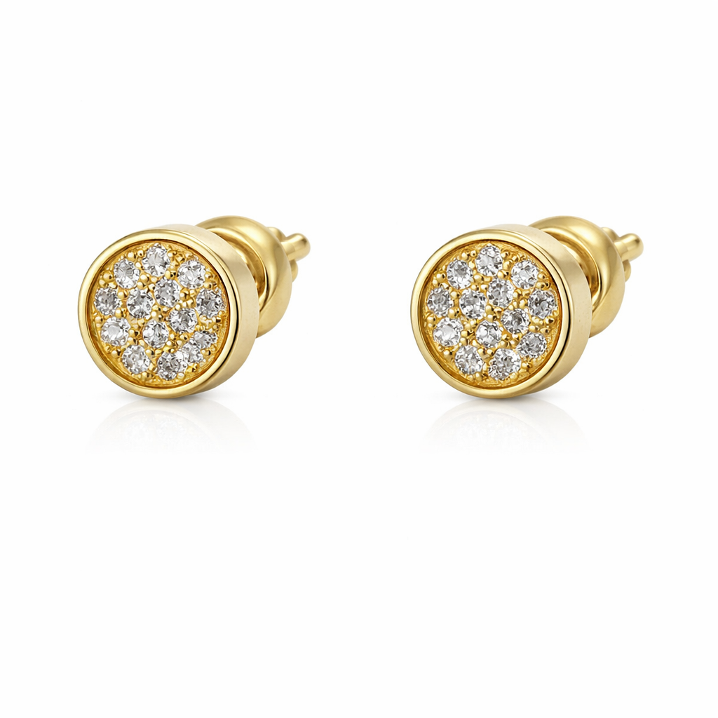 Sterling Silver Gold Plated Circle CZ Studs
