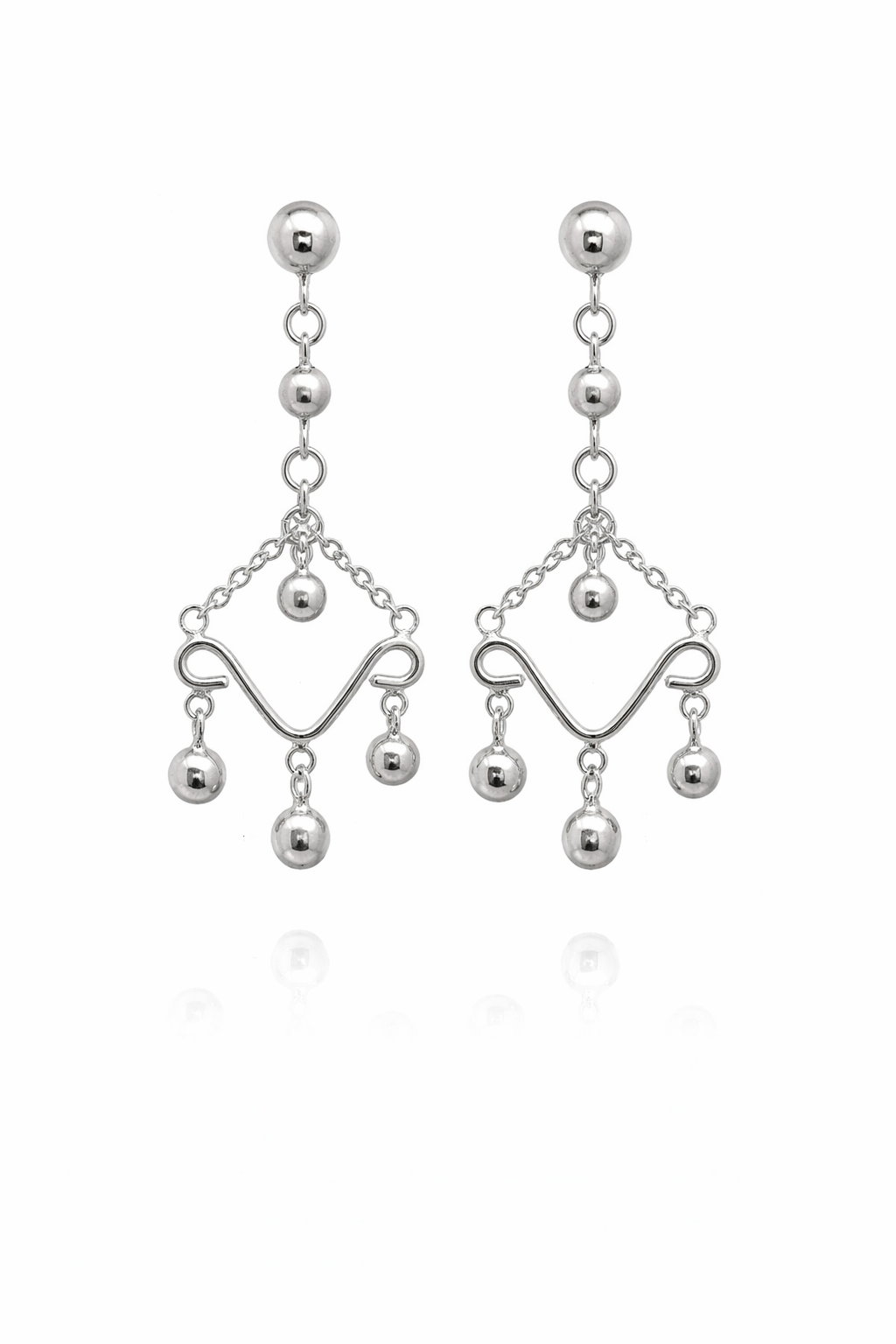 Sterling Silver Fancy Dangling Ball Earrings