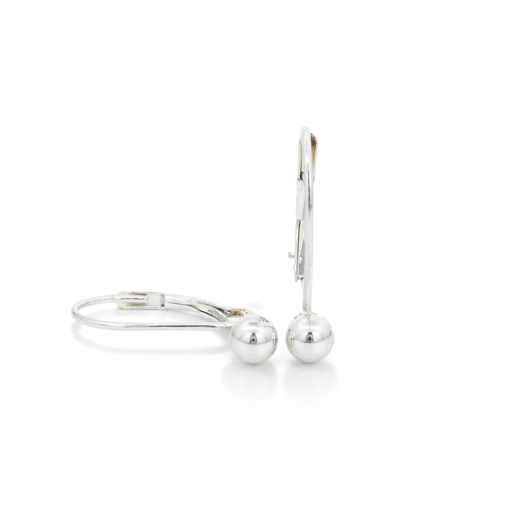 Sterling Silver Leverback Dangling Ball Earrings