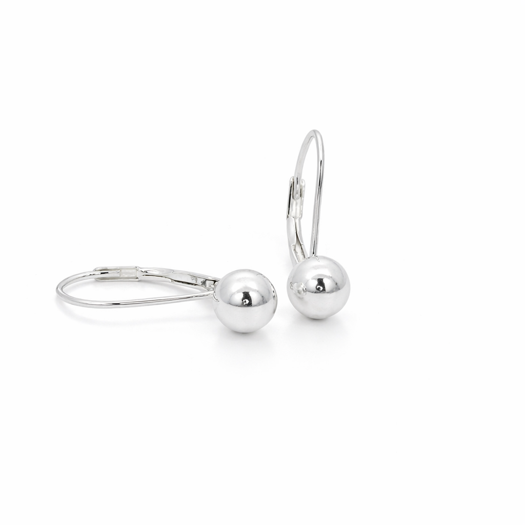 Sterling Silver Leverback Dangling Ball Earrings