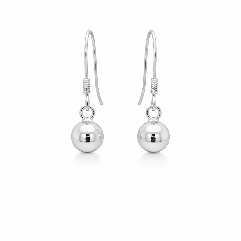 Sterling Silver Dangling Ball French Wire Earrings