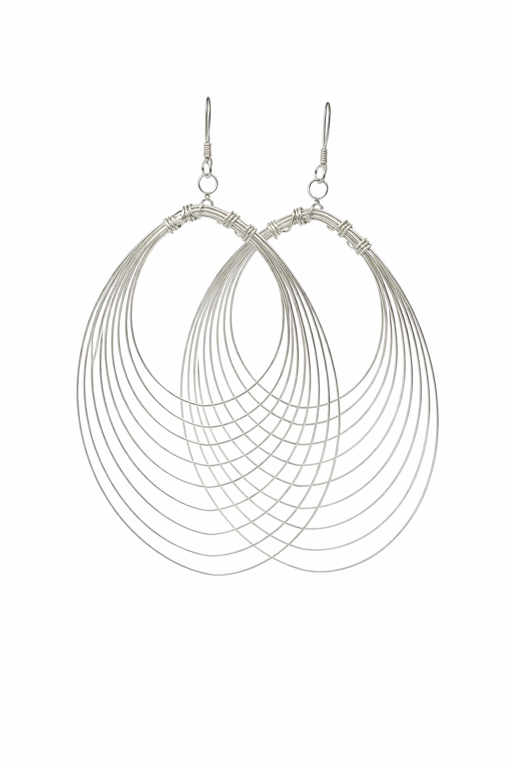 Sterling Silver Large Layered Dangling Earrings