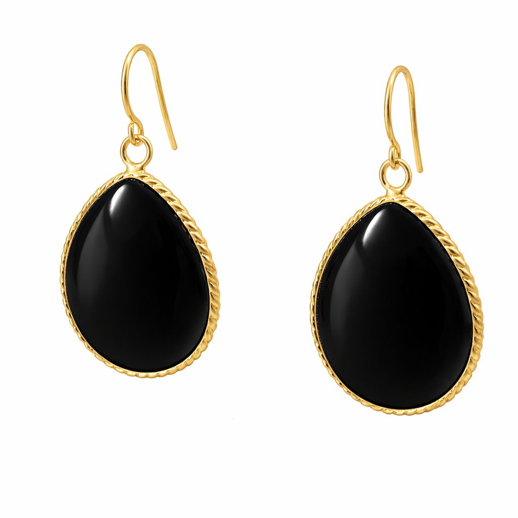 Sterling Silver Colored Teardrop W/ Gold Trim Dangling Earrings