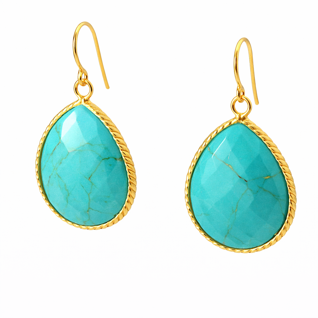 Sterling Silver Colored Teardrop W/ Gold Trim Dangling Earrings