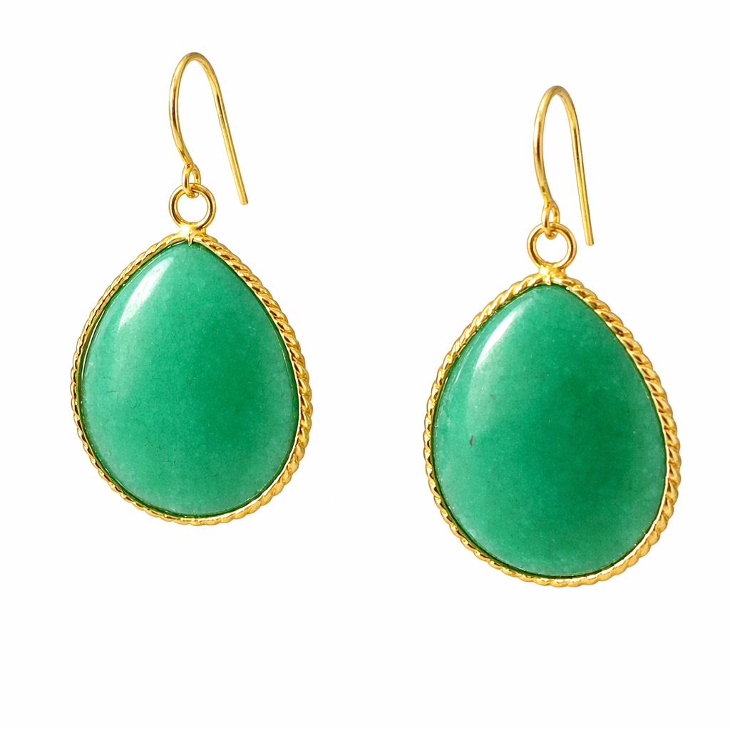 Sterling Silver Colored Teardrop W/ Gold Trim Dangling Earrings