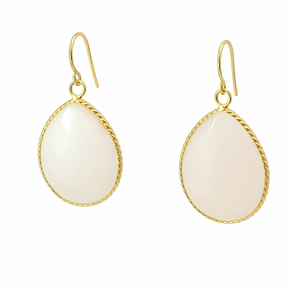 Sterling Silver Colored Teardrop W/ Gold Trim Dangling Earrings