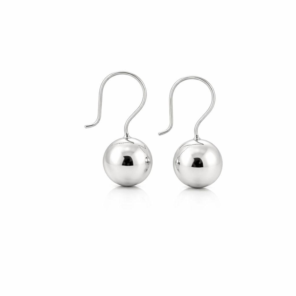Sterling Silver Dangling Ball attached French Wire Earrings