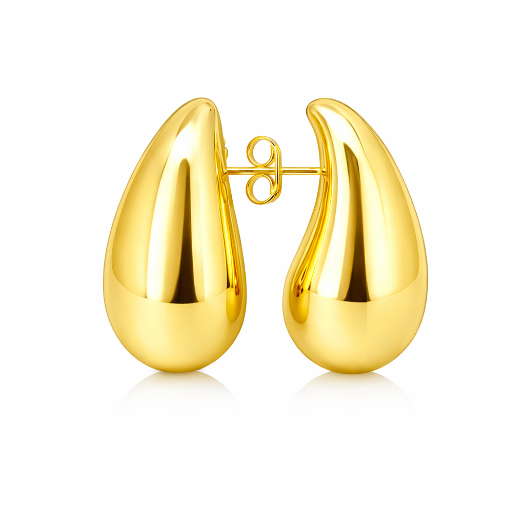Sterling Silver Medium Puffed Teardrop Earrings