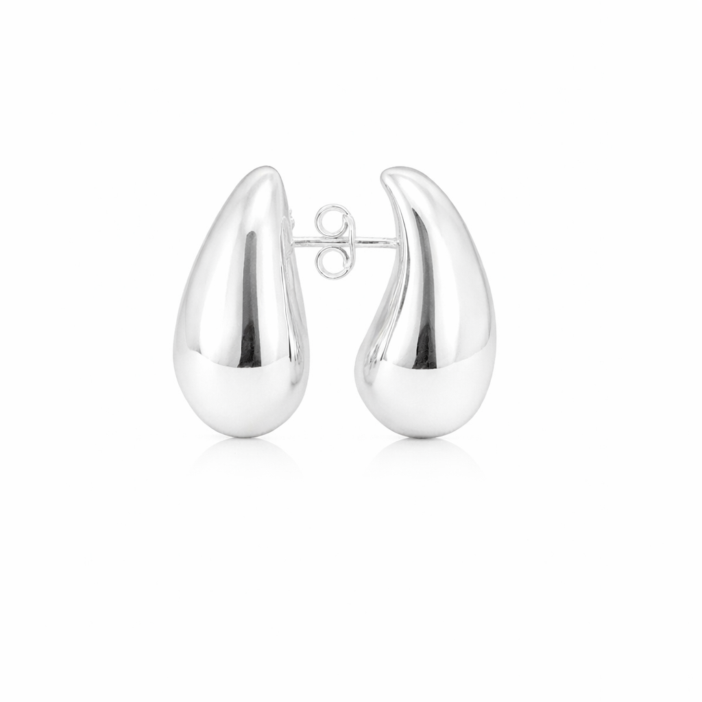 Sterling Silver Small Puffed Teardrop Earrings
